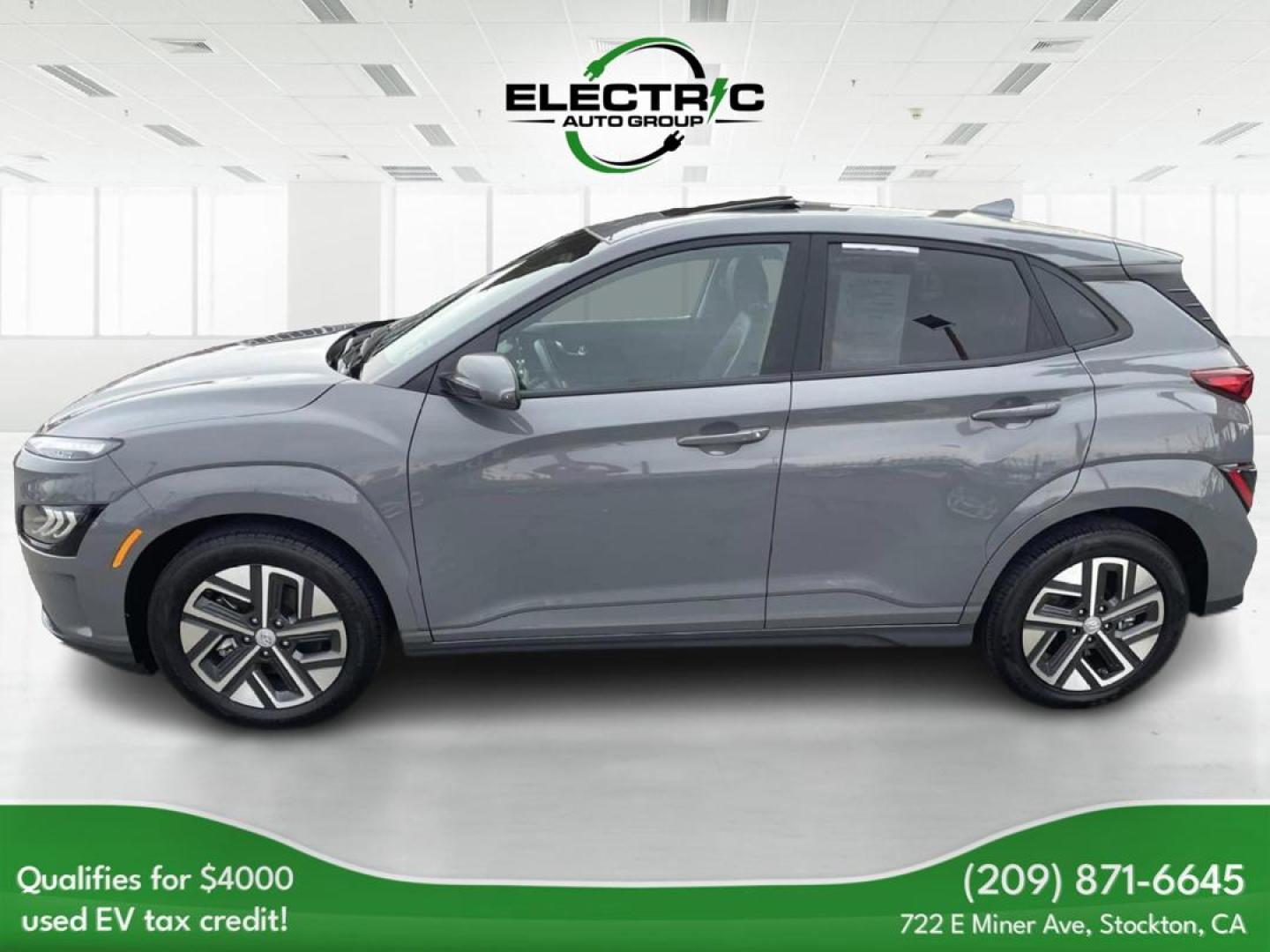 2022 Hyundai Kona EV Ultimate (KM8K53AG4NU) with an ELECTRIC engine, 1A transmission, located at 722 E Miner Ave, Stockton, CA, 95202, (209) 871-6645, 37.956711, -121.282310 - PLUS TAXES AND FEES - Photo#3