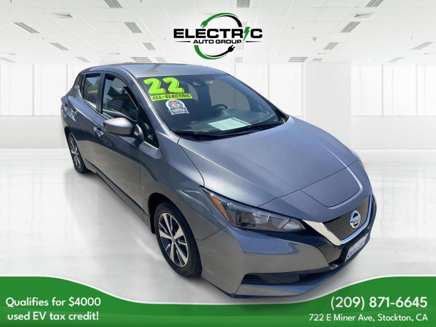 2022 Nissan LEAF SV (1N4BZ1CV4NC) with an ELECTRIC engine, CVT transmission, located at 722 E Miner Ave, Stockton, CA, 95202, (209) 871-6645, 37.956711, -121.282310 - PLUS TAXES AND FEES NO CHARGER AVAILABLE - Photo#2